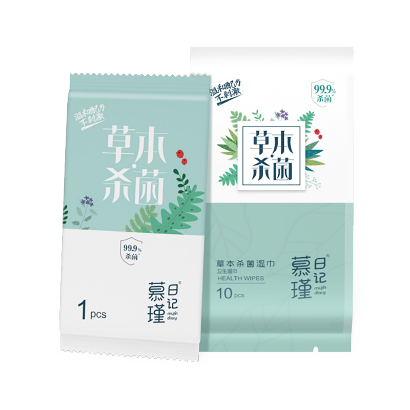 개별 포장된 허브 살균 물티슈는 세균 제거에 매우 효과적입니다.